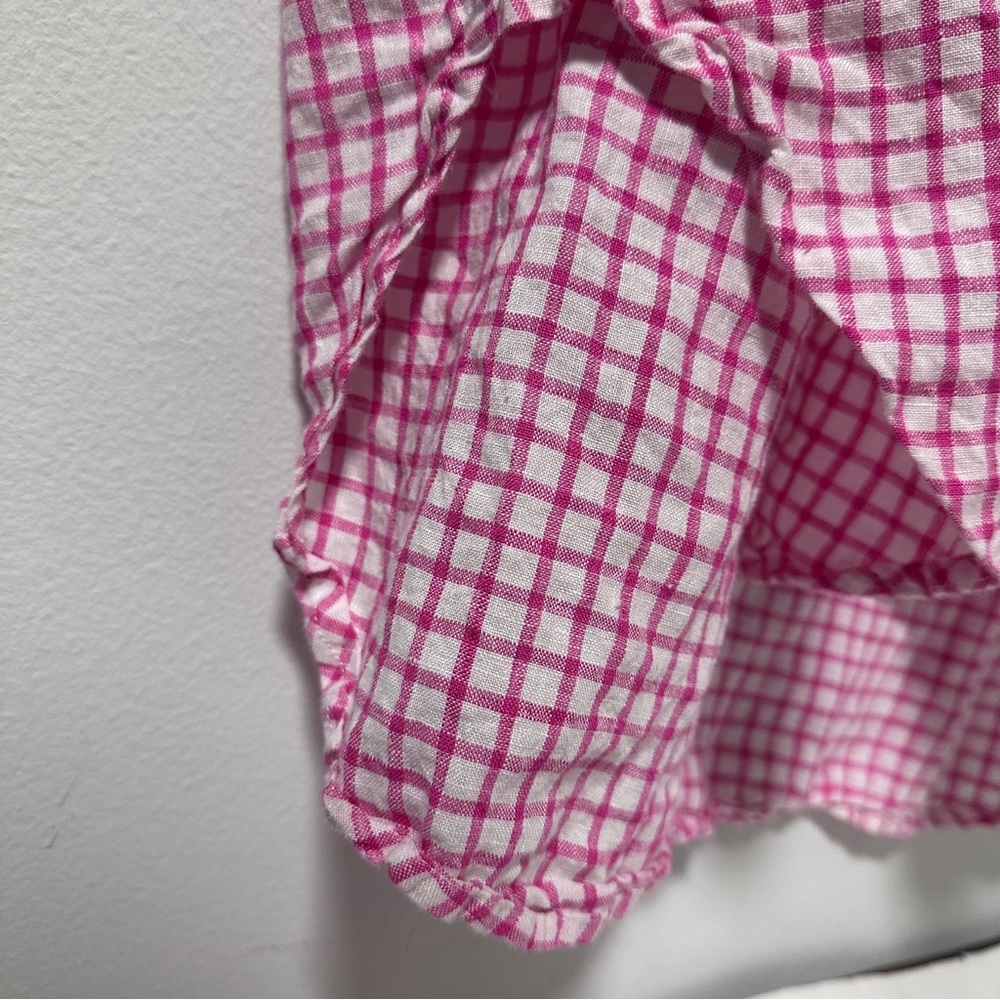 The Company Store Pink White Gingham 100% Linen Collared Tunic - Picture 12 of 16